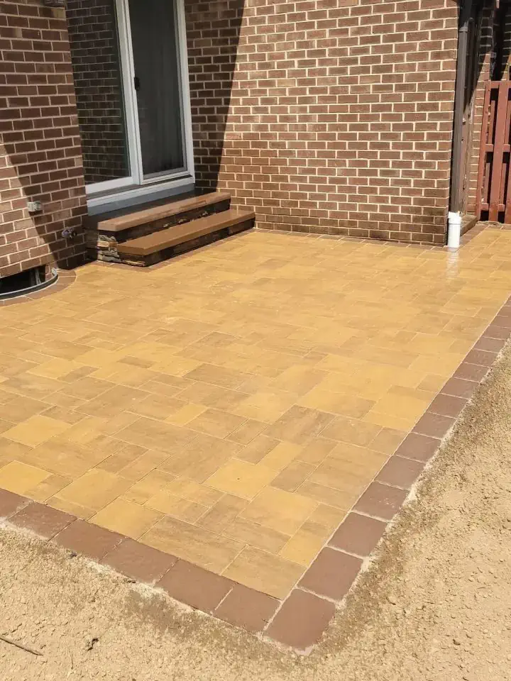New Garden Paving Installed in Mullinavat Newly installed sandstone garden paving in a Mullinavat back garden