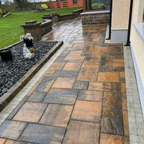 Sandstone Garden Patio in Kilkenny A sandstone garden patio in a Kilkenny back garden